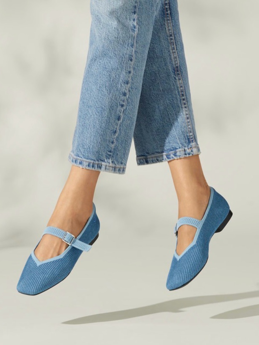 Light Blue Mary Jane Flats for Women